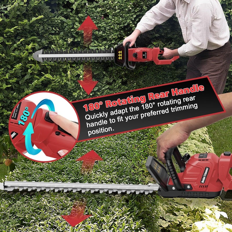 Givilo Cordless Hedge Trimmer Compatible with Milwaukee M18 Battery, 20-Inch Electric Hedge Trimmer, Battery Powered Brushless Bush Trimmer, 2/3'' Cutting Capacity, Lightweight & Rotatable Handle(No Battery) - Image 5